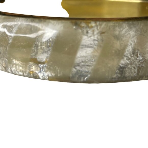 Vintage Y2K Bangle Bracelet Silver Leaf Resin Overlay Gold Tone Striped u - Picture 4 of 5